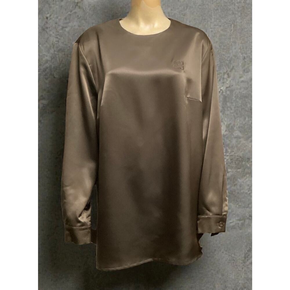 Givenchy long-sleeved blouse satin feel material size 18 Brown-Germany
